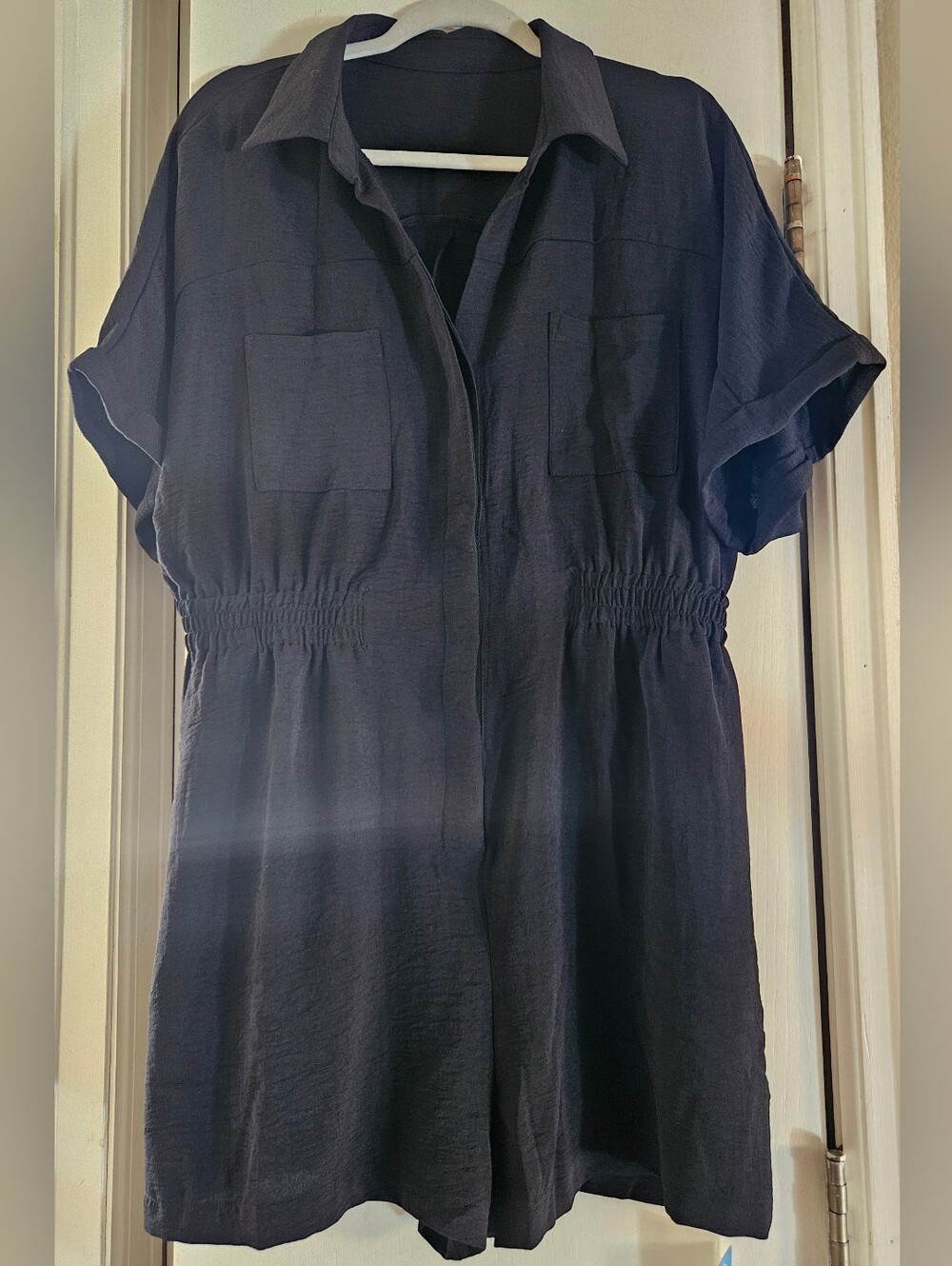 CUPSHE Black Utility Romper Short Sleeve Collared Jumpsuit XL NWT